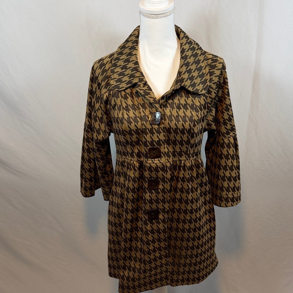 Women’s Brown Houndstooth Coat Size Large